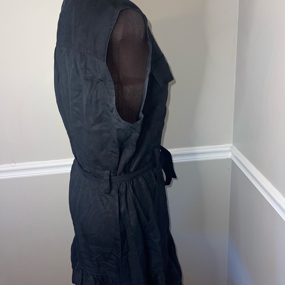 Banana Republic Factory Tencel Black Mini Sleeveless Dress Tie Waist Womens L - Picture 5 of 6